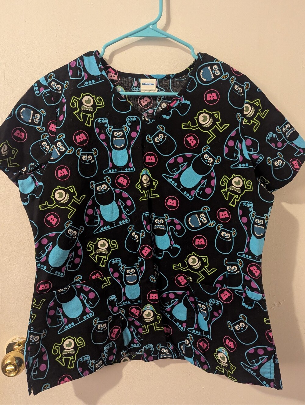 Neon Monsters Inc Scrub Top
